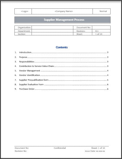 Supplier Management Process Template Itsm Docs Itsm Documents And Templates