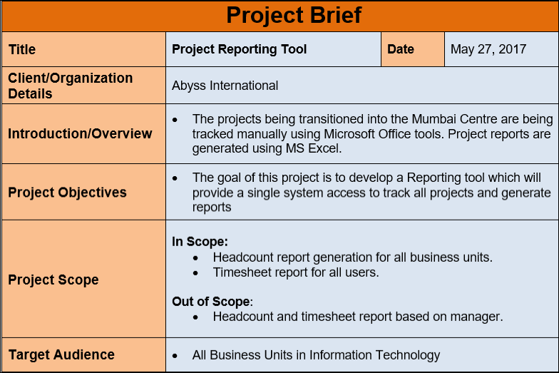 Project Brief Template Itsm Docs Itsm Documents And Templates 3241