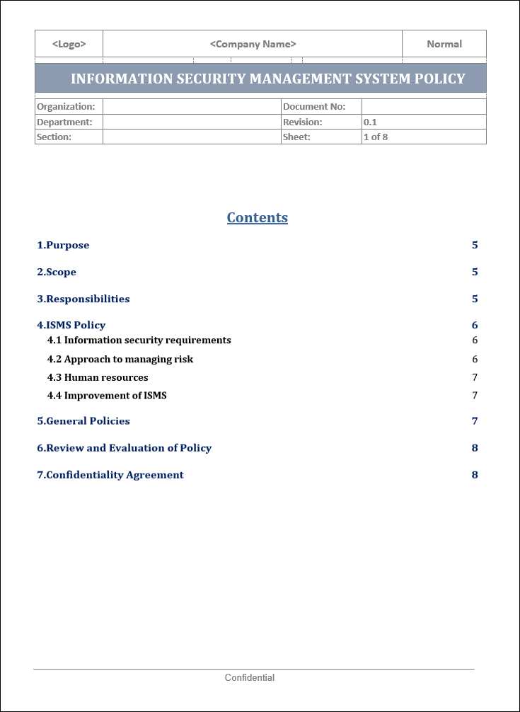 Information Security Management System Isms Itsm Docs Itsm Documents And Templates