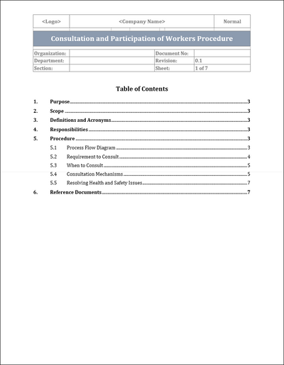 ISO 45001 - Consultation and Participation of Workers Procedure