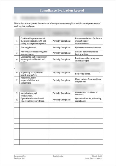 ISO 45001 - Compliance Evaluation Record