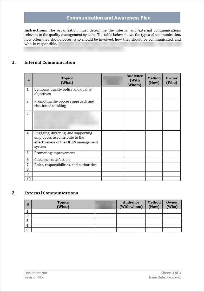 ISO 45001 - Communication and awareness plan