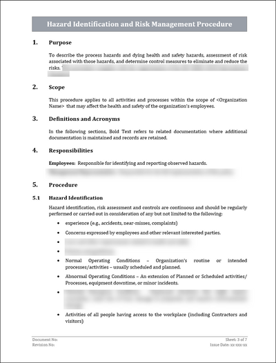 ISO 45001 - Hazard Identification and Risk Management Procedure