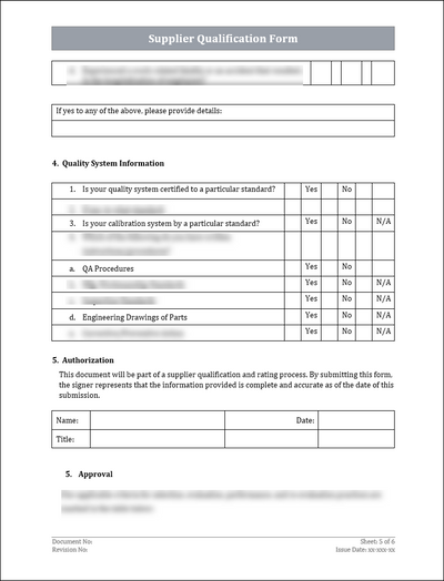 ISO 45001 - Supplier Qualification Form