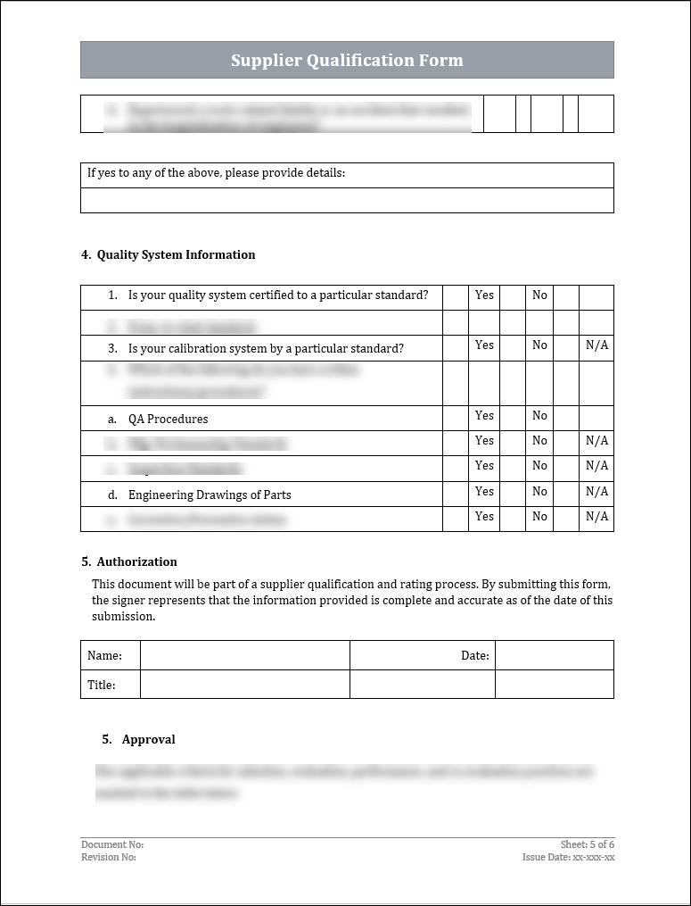 ISO 45001 - Supplier Qualification Form