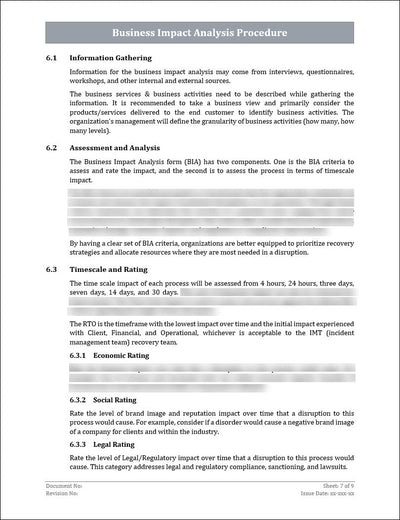 ISO 22301 Documentation Toolkit for Business Continuity