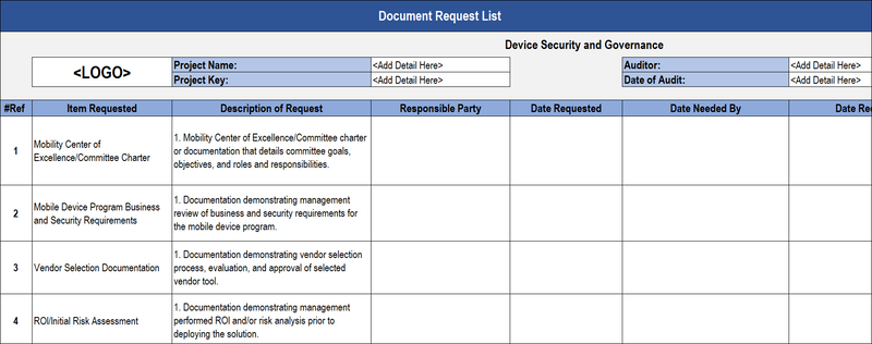 Audit Document Request List