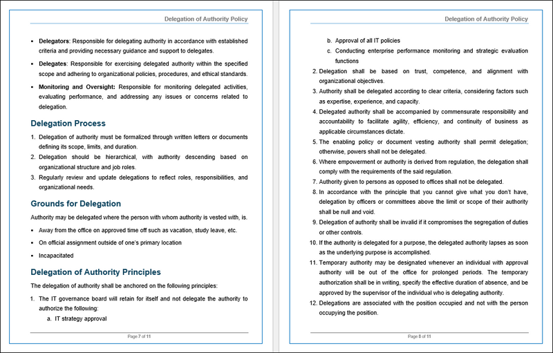 Delegation of Authority Policy Template