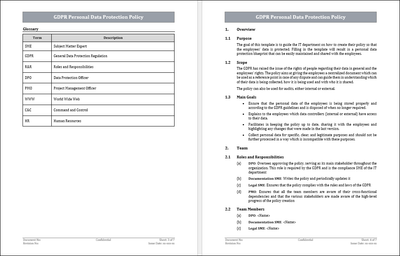 GDPR Employee Personal Data Protection Policy Template