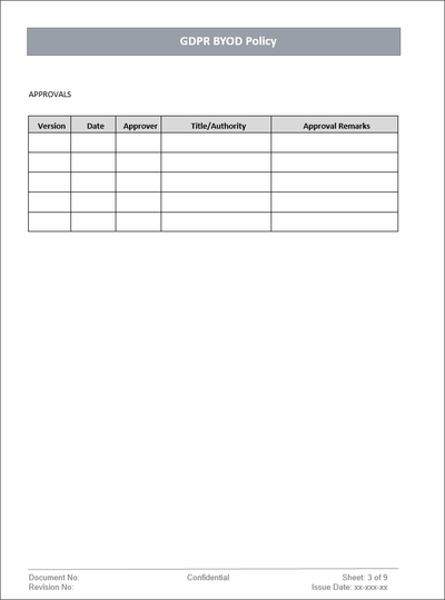 GDPR Byod Policy Template