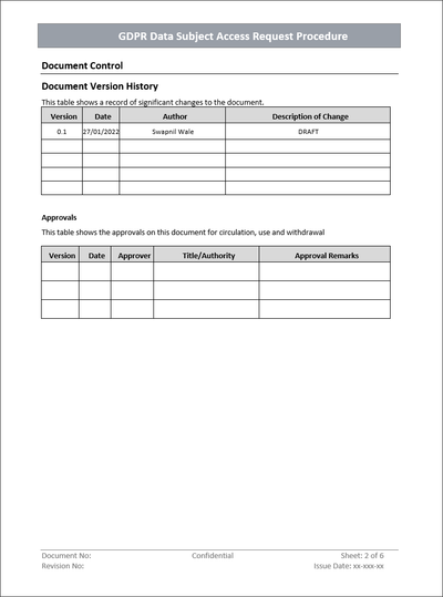 GDPR Data Subject Access Request Procedure Template