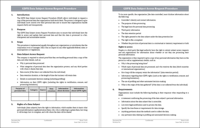 GDPR Data Subject Access Request Procedure Template