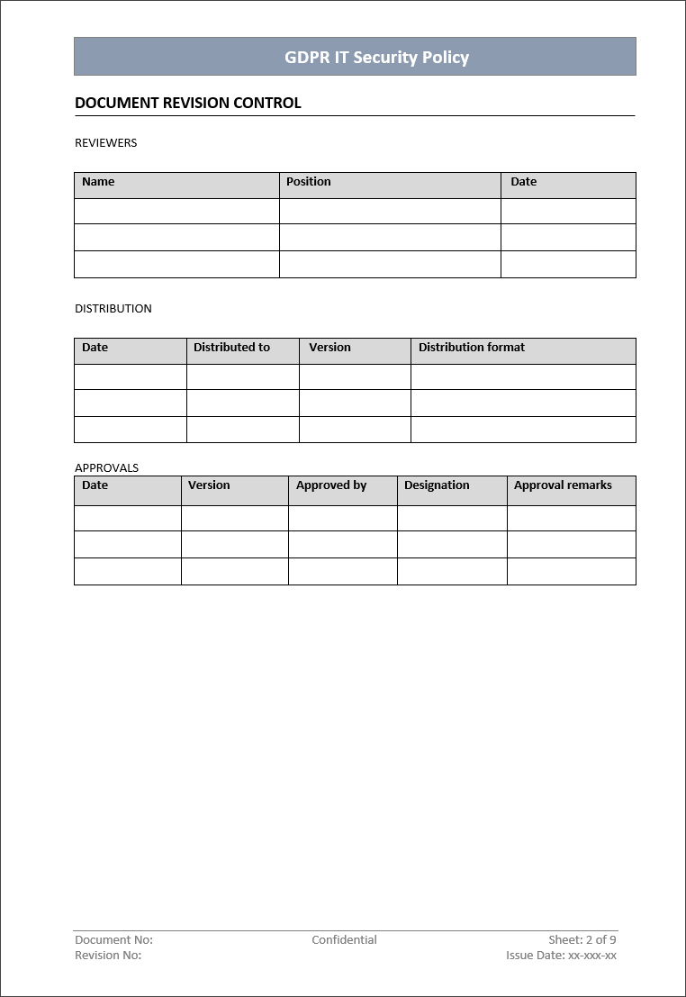 GDPR IT Security Policy Template