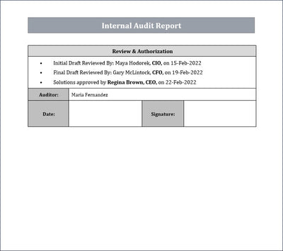 Internal audit report, ITSM Internal audit report