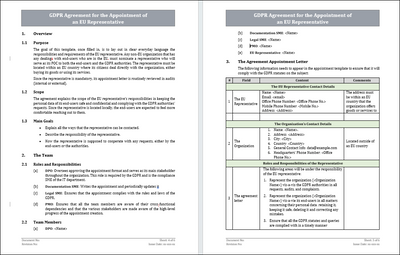 GDPR Agreement for the Appointment of an EU Representative Template