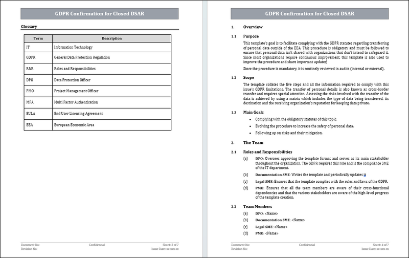 GDPR Confirmation for Closed DSAR Template