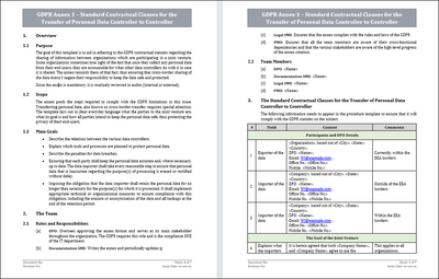 GDPR ANNEX 1- Standard Contractual Clauses for the Transfer of Personal Data Controller to Controller Template