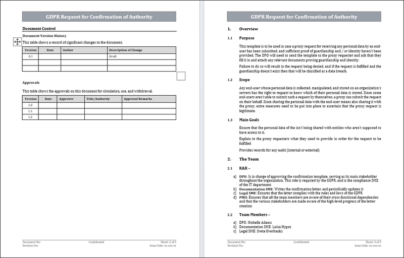 GDPR Request for Confirmation of Authority Template