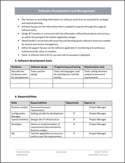 Software Development and Management process template