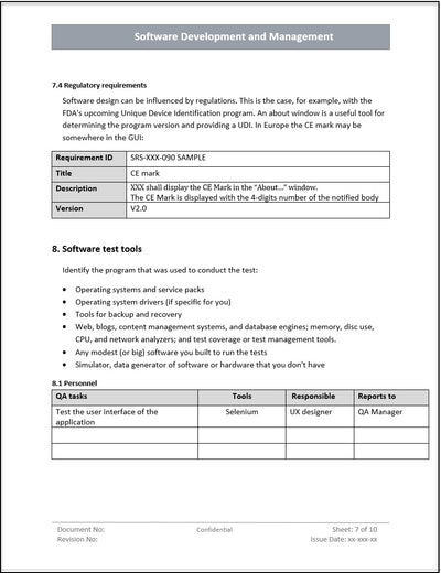 Software Development and Management process template