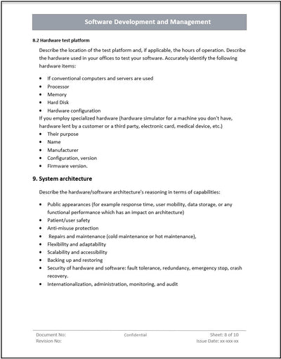 Software Development and Management process template