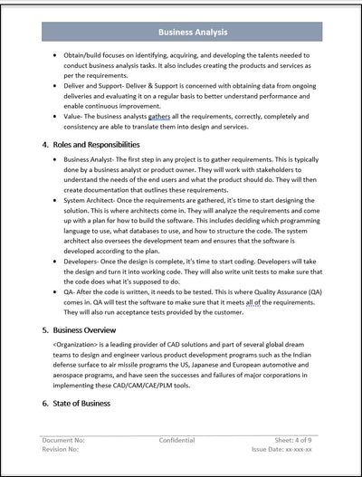 Business analysis Process Templates