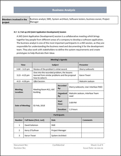 Business analysis Process Templates