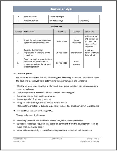 Business analysis Process Templates