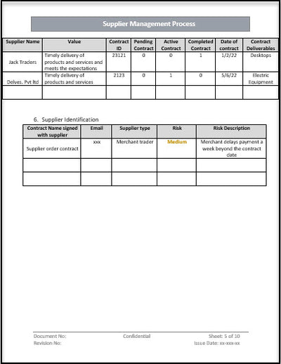 Supplier management process Template