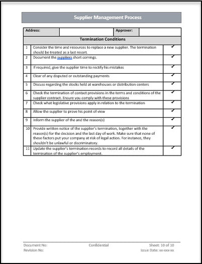 Supplier management process Template