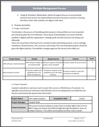 Portfolio Management Process Template