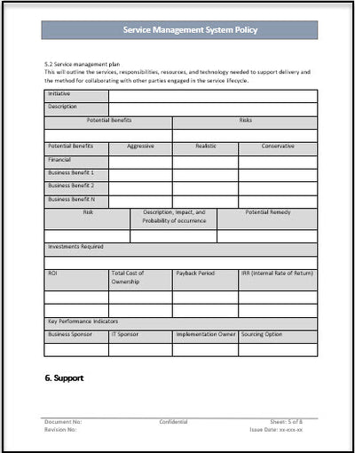 Service Management System Policy Process Template