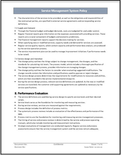 Service Management System Policy Process Template