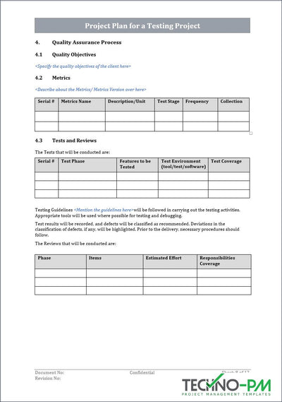 Project Plan for a Testing Project