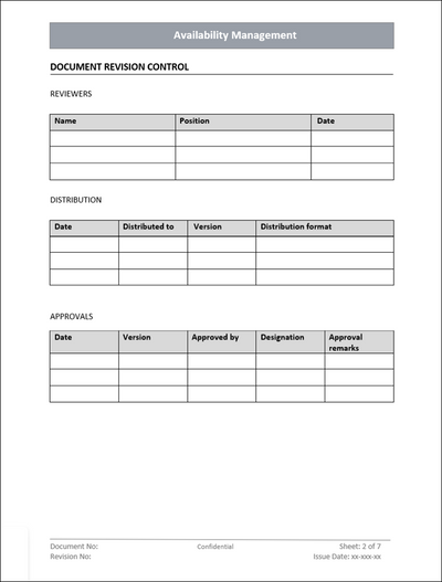 Availability Management Template