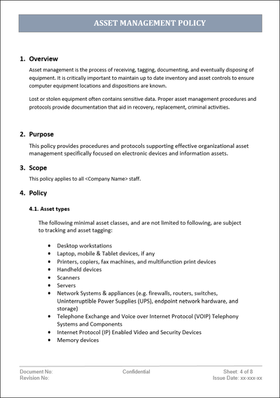 Asset Management Policy Template