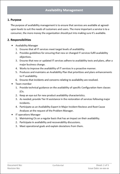 Availability Management Process