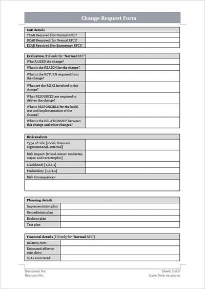 Change Request Form Template