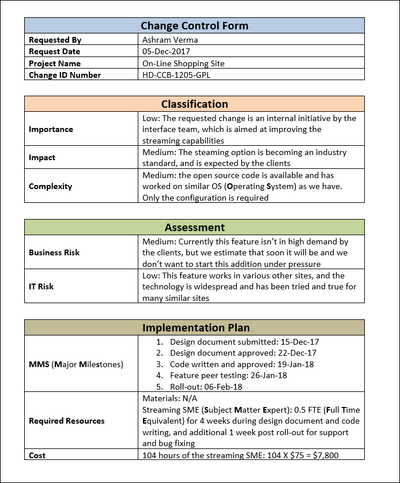 Change Control Form