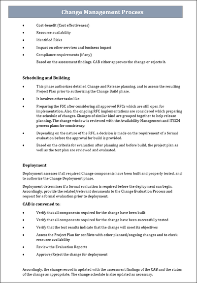 Change management Scheduling