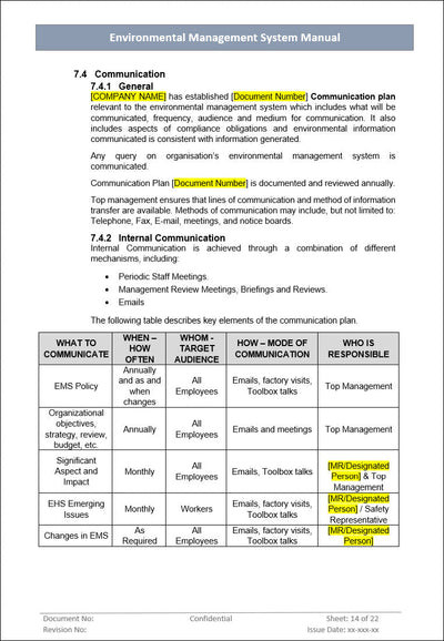 Environmental Management System Manual, Environmental Management System