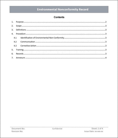 Environment Nonconformity Record