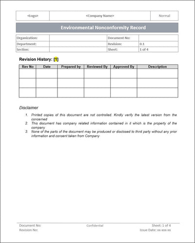 Environment Nonconformity Record