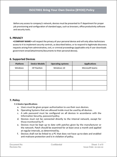 BYOD policy, Bring your own device policy