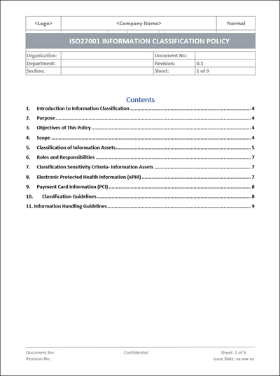 Information classification policy