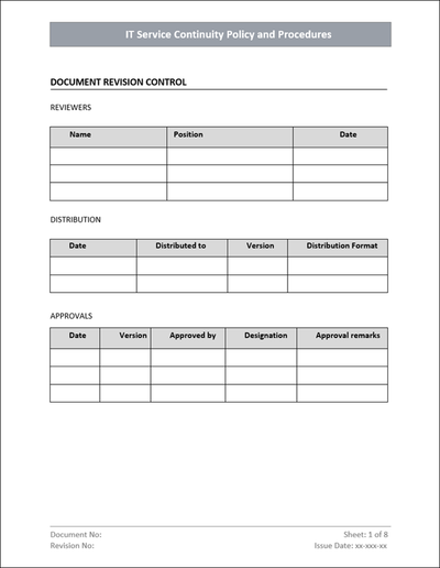 IT Service Continuity Policy Template