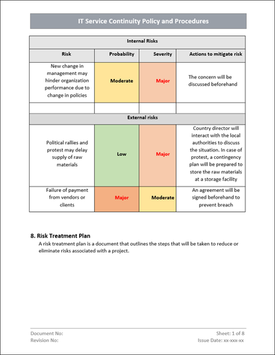 Service Continuity Policy 