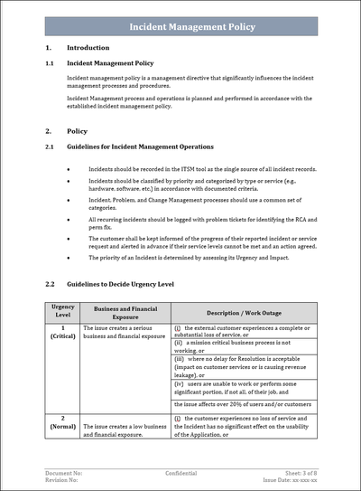 Incident Management Policy Word Templates