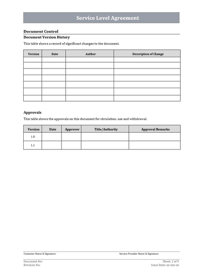 Service level agreement