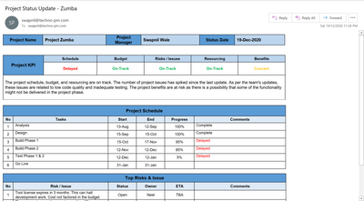 Project Status Update Zumba